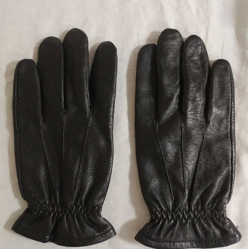 Leather Thinsulate Lined Elastic Wrist Gloves